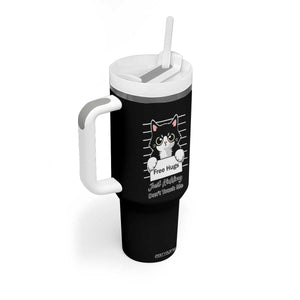 Funny Black Cat Quote Tumbler With Handle Free Hugs Just Kidding Do Not Touch Me TS12 Print Your Wear