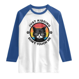 Black Cat Lovers Raglan Shirt Free Hugs Just Kidding Do Not Touch Me Gift TS12 White Royal Print Your Wear