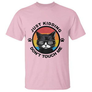 Black Cat Lovers T Shirt Free Hugs Just Kidding Do Not Touch Me Gift TS12 Light Pink Print Your Wear