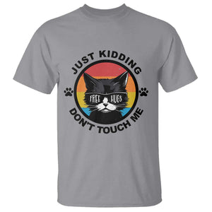 Black Cat Lovers T Shirt Free Hugs Just Kidding Do Not Touch Me Gift TS12 Sport Gray Print Your Wear