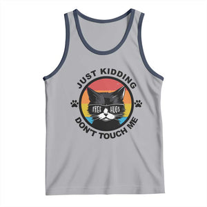 Black Cat Lovers Tank Top Free Hugs Just Kidding Do Not Touch Me Gift TS12 Athletic Heather Navy Print Your Wear
