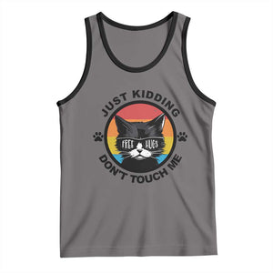Black Cat Lovers Tank Top Free Hugs Just Kidding Do Not Touch Me Gift TS12 Deep Heather Black Print Your Wear