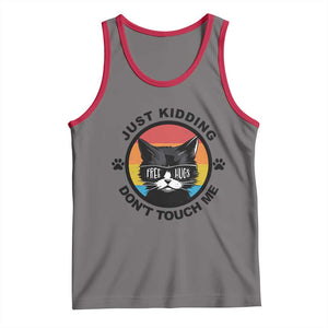 Black Cat Lovers Tank Top Free Hugs Just Kidding Do Not Touch Me Gift TS12 Deep Heather Red Print Your Wear