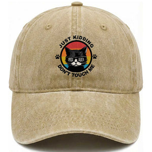 Black Cat Lovers Washed Cotton Baseball Cap Free Hugs Just Kidding Do Not Touch Me Gift TS12 Print Your Wear