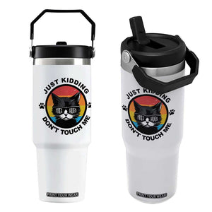 Black Cat Lovers Flip Straw Tumbler Free Hugs Just Kidding Do Not Touch Me Gift TS12 One Size: 30 oz White Print Your Wear