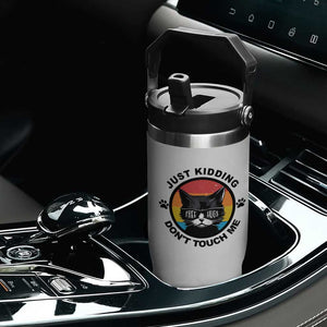 Black Cat Lovers Flip Straw Tumbler Free Hugs Just Kidding Do Not Touch Me Gift TS12 Print Your Wear
