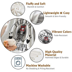 Funny Skeleton Sarcastic Gift Throw Blanket Free Hugs Do Not Touch Me TS12 Print Your Wear