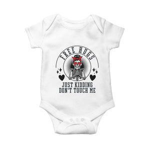 Funny Skeleton Sarcastic Gift Baby Onesie Free Hugs Do Not Touch Me TS12 White Print Your Wear