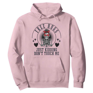 Funny Skeleton Sarcastic Gift Hoodie Free Hugs Do Not Touch Me TS12 Light Pink Print Your Wear
