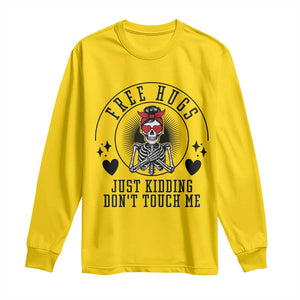 Funny Skeleton Sarcastic Gift Long Sleeve Shirt Free Hugs Do Not Touch Me TS12 Daisy Print Your Wear