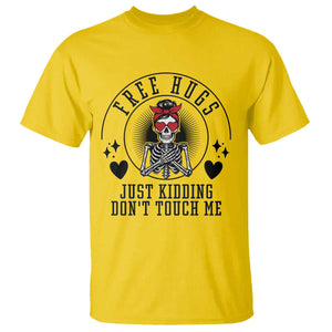 Funny Skeleton Sarcastic Gift T Shirt Free Hugs Do Not Touch Me TS12 Daisy Print Your Wear