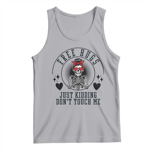 Funny Skeleton Sarcastic Gift Tank Top Free Hugs Do Not Touch Me TS12 Athletic Heather Print Your Wear