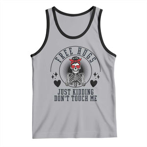 Funny Skeleton Sarcastic Gift Tank Top Free Hugs Do Not Touch Me TS12 Athletic Heather Black Print Your Wear