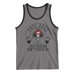 Funny Skeleton Sarcastic Gift Tank Top Free Hugs Do Not Touch Me TS12 Deep Heather Black Print Your Wear