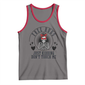 Funny Skeleton Sarcastic Gift Tank Top Free Hugs Do Not Touch Me TS12 Deep Heather Red Print Your Wear