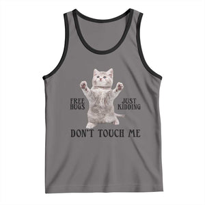 Free Hugs Do Not Touch Me Tank Top Funny Cat Meme TS12 Deep Heather Black Print Your Wear