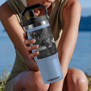 Funny Labrador Selfie With Mothman Flip Straw Tumbler Cryptid Gift TS12 One Size: 30 oz Light Blue Print Your Wear