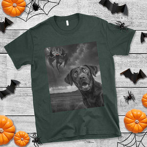 Funny Labrador Selfie With Mothman T Shirt Cryptid Gift TS12 Dark Forest Green Print Your Wear