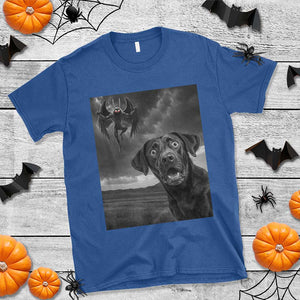 Funny Labrador Selfie With Mothman T Shirt Cryptid Gift TS12 Royal Blue Print Your Wear