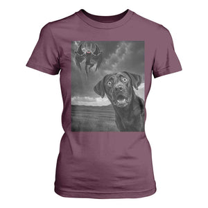 Funny Labrador Selfie With Mothman T Shirt For Women Cryptid Gift TS12 Maroon Print Your Wear