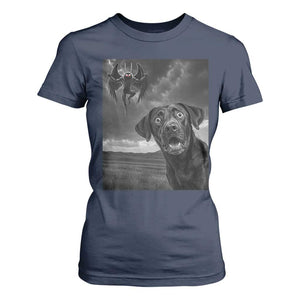 Funny Labrador Selfie With Mothman T Shirt For Women Cryptid Gift TS12 Navy Print Your Wear