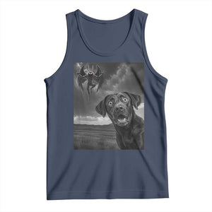 Funny Labrador Selfie With Mothman Tank Top Cryptid Gift TS12 Navy Print Your Wear