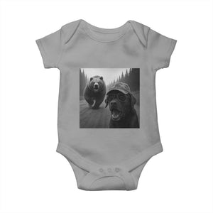 Funny Labrador Selfie With Bear Baby Onesie Dog Lover Gift TS12 Sport Gray Print Your Wear