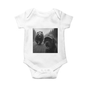 Funny Labrador Selfie With Bear Baby Onesie Dog Lover Gift TS12 White Print Your Wear