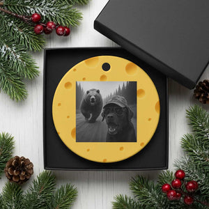 Funny Labrador Selfie With Bear Ceramic Ornament Dog Lover Gift TS12 1pc Yellow Cheese Print Your Wear