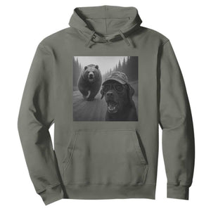 Funny Labrador Selfie With Bear Hoodie Dog Lover Gift TS12 Military Green Print Your Wear