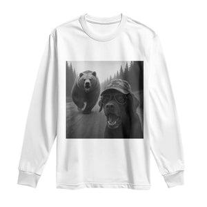 Funny Labrador Selfie With Bear Long Sleeve Shirt Dog Lover Gift TS12 White Print Your Wear
