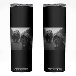 Funny Labrador Selfie With Bear Skinny Tumbler Dog Lover Gift TS12 Black Print Your Wear