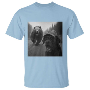 Funny Labrador Selfie With Bear T Shirt Dog Lover Gift TS12 Light Blue Print Your Wear