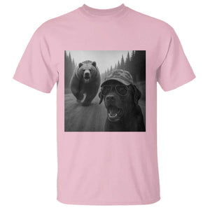 Funny Labrador Selfie With Bear T Shirt Dog Lover Gift TS12 Light Pink Print Your Wear