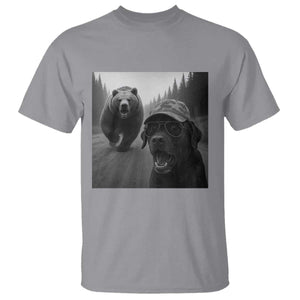 Funny Labrador Selfie With Bear T Shirt Dog Lover Gift TS12 Sport Gray Print Your Wear