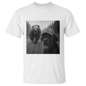Funny Labrador Selfie With Bear T Shirt Dog Lover Gift TS12 White Print Your Wear