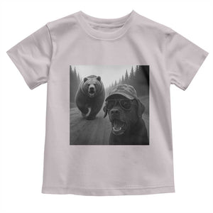 Funny Labrador Selfie With Bear Toddler T Shirt Dog Lover Gift TS12 Ice Gray Print Your Wear