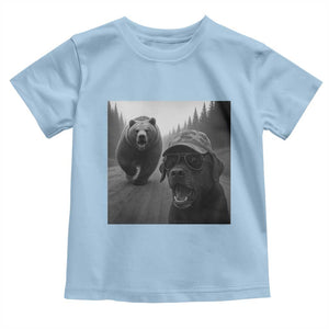 Funny Labrador Selfie With Bear Toddler T Shirt Dog Lover Gift TS12 Light Blue Print Your Wear