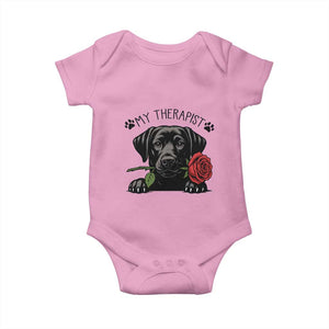 Black Labrador Retriever Is My Therapist Baby Onesie Dog Lover Gift TS12 Light Pink Print Your Wear