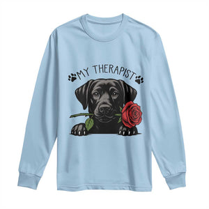 Black Labrador Retriever Is My Therapist Long Sleeve Shirt Dog Lover Gift TS12 Light Blue Print Your Wear
