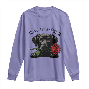 Black Labrador Retriever Is My Therapist Long Sleeve Shirt Dog Lover Gift TS12 Violet Print Your Wear