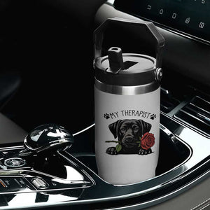 Black Labrador Retriever Is My Therapist Flip Straw Tumbler Dog Lover Gift TS12 Print Your Wear