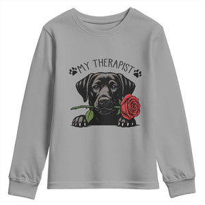 Black Labrador Retriever Is My Therapist Youth Sweatshirt Dog Lover Gift TS12 Sport Gray Print Your Wear