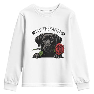 Black Labrador Retriever Is My Therapist Youth Sweatshirt Dog Lover Gift TS12 White Print Your Wear