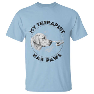 Funny Labrador Retriever Gift T Shirt My Therapist Has Paws TS12 Light Blue Print Your Wear