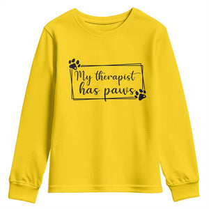 Funny Dog Lover Youth Sweatshirt My Therapist Has Paws TS12 Daisy Print Your Wear