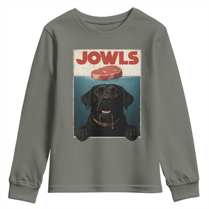 Black Labrador Retriever Youth Sweatshirt Funny Jowls Horror Dog Poster TS12 Military Green Print Your Wear