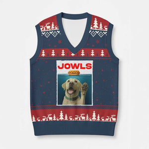 Funny Yellow Lab Jowls V-Neck Knit Sweater Vest Labrador Retriever Lover Gift TS12 Navy Red Print Your Wear