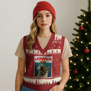 Funny Yellow Lab Jowls V-Neck Knit Sweater Vest Labrador Retriever Lover Gift TS12 Red Beige Print Your Wear