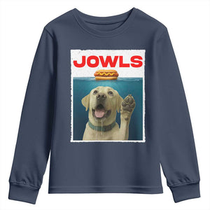 Funny Yellow Lab Jowls Youth Sweatshirt Labrador Retriever Lover Gift TS12 Navy Print Your Wear